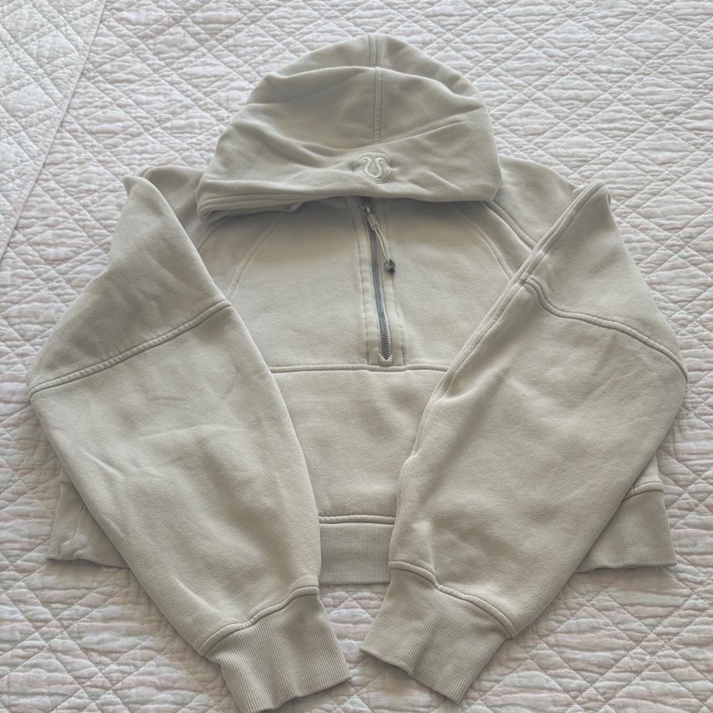 lululemon athletica 1/2 zip crop scuba Cream Sweater